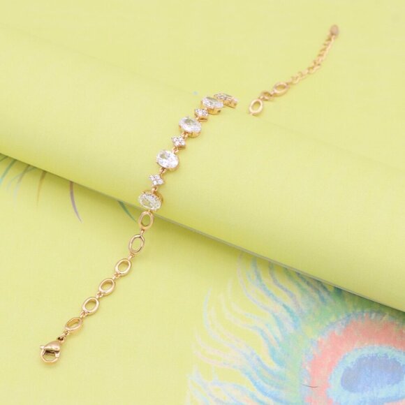 "Rose Gold Oval Cut CZ Bracelet with Sparkling Stone Clusters, XPBL0973 - Picture 3 of 12